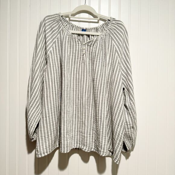 Old Navy Striped Poet Blouse Plus Size 3X - Picture 2 of 6
